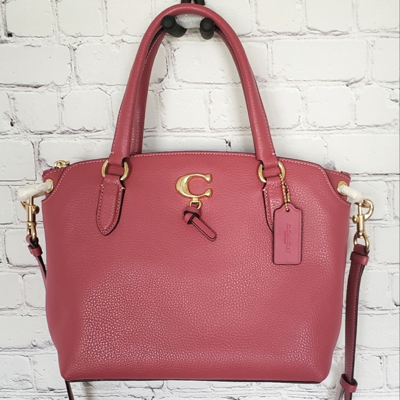 Coach Handbags - COACH Remi Dusty Rose Genuine Pebbled Leather Satchel—NWT